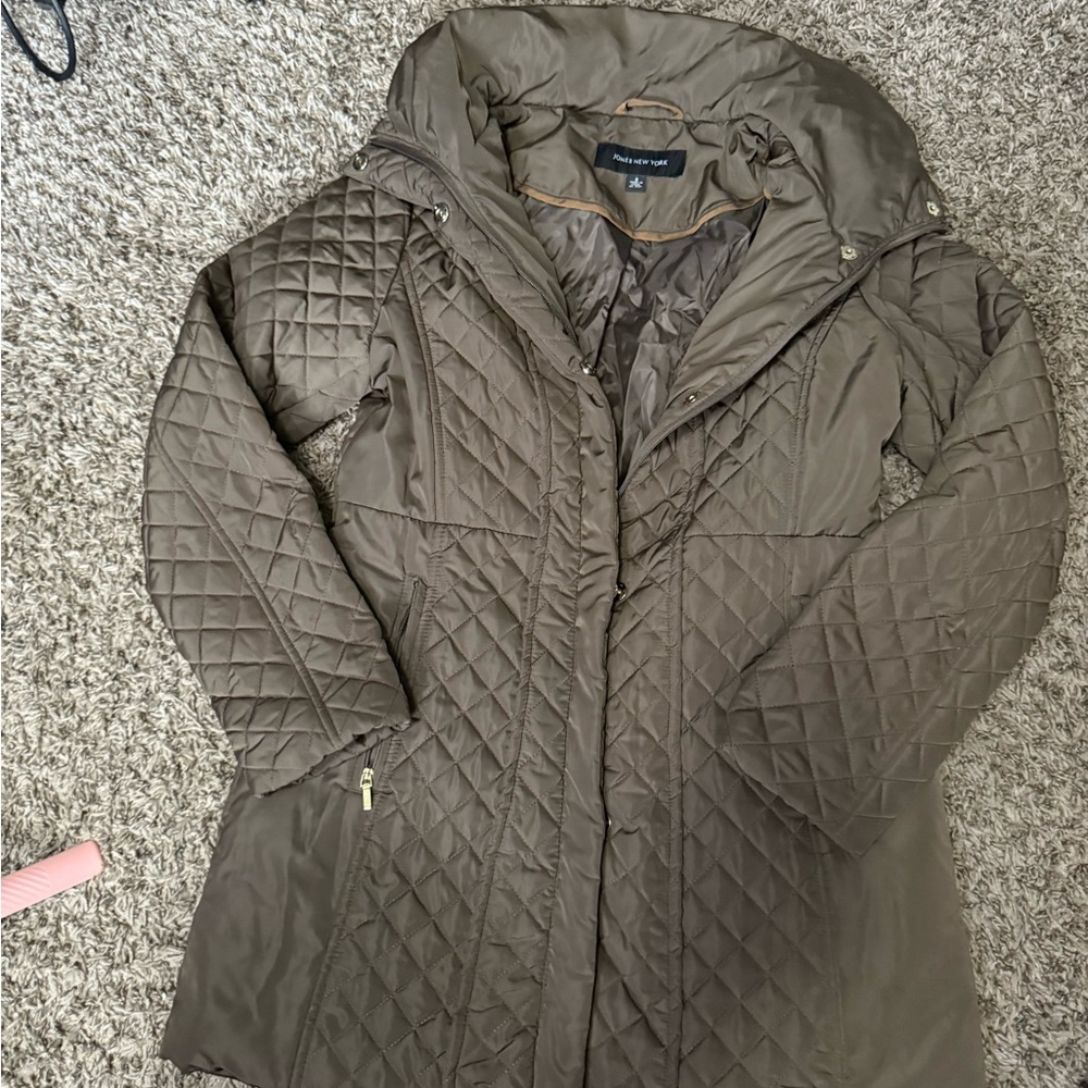 Jones New York Small Quilted Brown Puffer Jacket